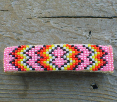 Native American Beaded Barrettes - Pink Sparkle